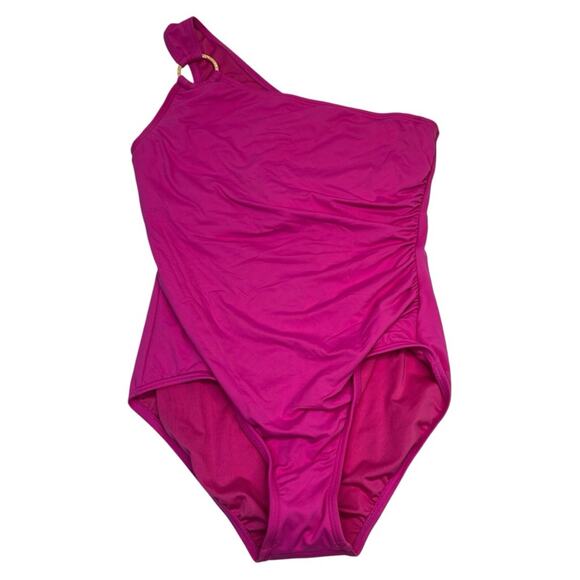 MICHAEL Michael Kors One Shoulder One Piece swimsuit pink cerise - 14 - Picture 2 of 12